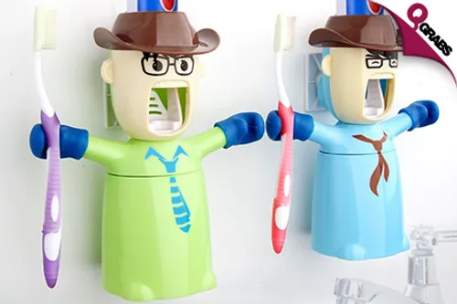 From QR29 Giddy Up with Cartoon Cowboy Toothpaste Dispensers & Toothbrush Holders with Cup! (Up to QR120 Value)